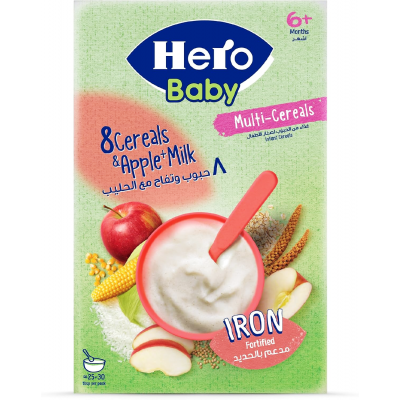 HERO BABY 8 CEREALS & APPLE WITH MILK 150 GM